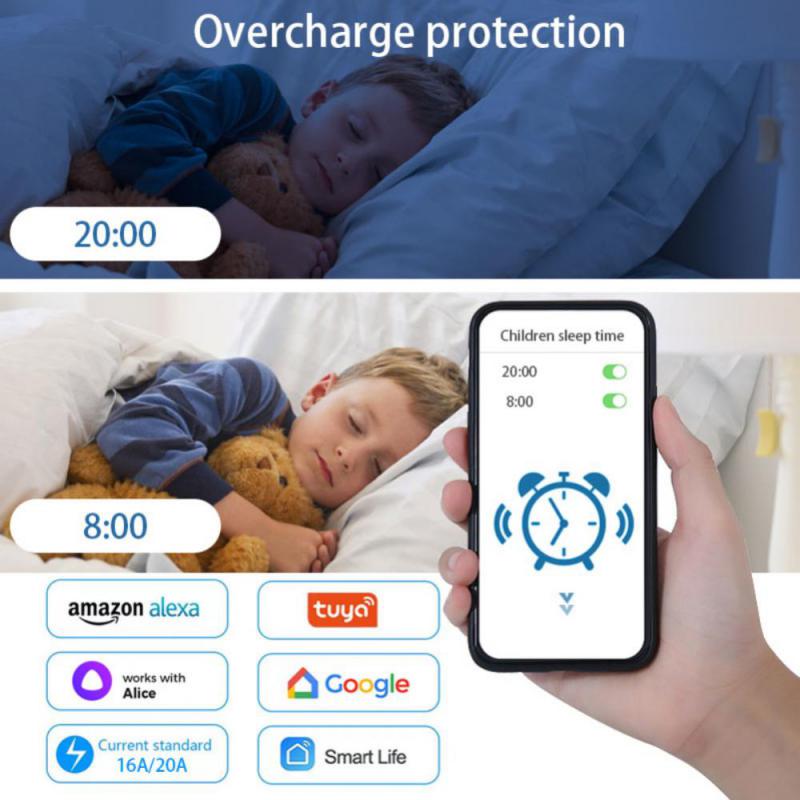 WiFi inteligentna wtyczka 16A/20A ue gniazdo kontrola mocy głosu monitor wyczucie czasu Tuya inteligentne życie APP praca z Alexa Google Dom asystent