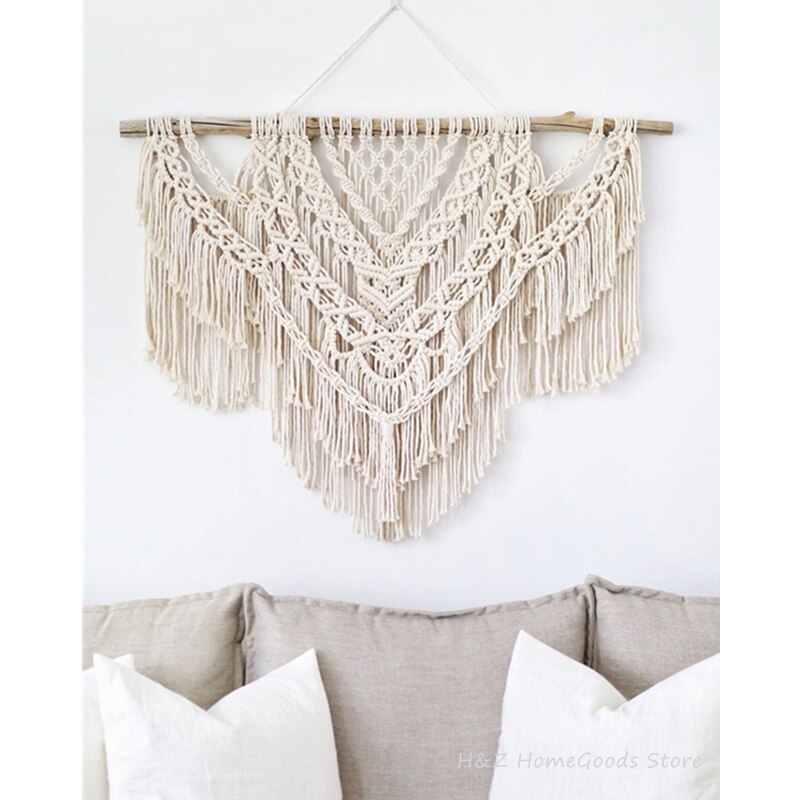 Weldomcor Macramé Muur Opknoping Boho Blad Geweven Tapijt