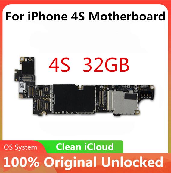 Originele Voor Iphone 4 4S 5 5C 5S 7P Moederbord Factory Unlocked Voor Iphone Moederbord met Volledige Chips Gratis Icloud: 4S 32gb