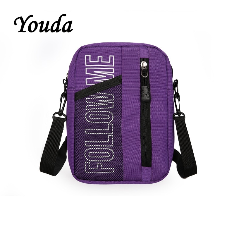 Youda Casual Simple Ladies Shoulder Bag Hong Kong Style Messenger Bags Solid Color Package Travel Mobile Phone Packet