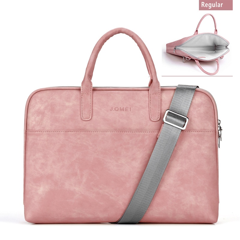 Urgrico PU Leather Laptop bag for women 14 15.6 17.3inch for macbook air 13 inch casual portable waterproof Notebook bag: Pink / 17.3 inch
