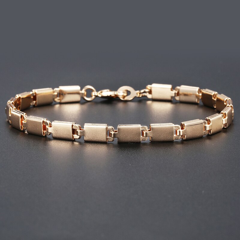 Pulseras de oro rosa 585 para mujer, pulsera de cadena Marina ligera, joyería de mujer, de San Valentín de 5mm 20,7 cm CB10