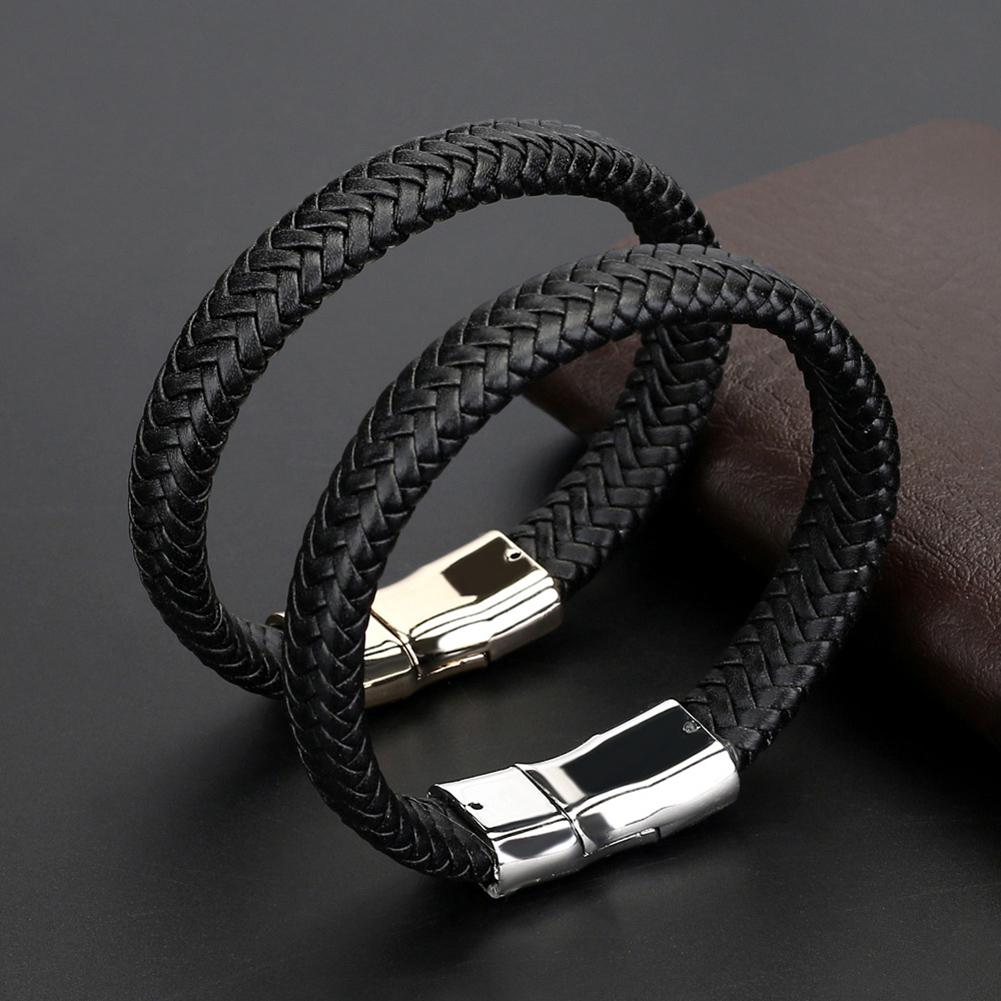 Vintage Armband Mannen Lederen Armbanden Magnetische Sluiting Weave Faux Lederen Gevlochten Multi Layer Wrap Trendy Armband Armband Sieraden