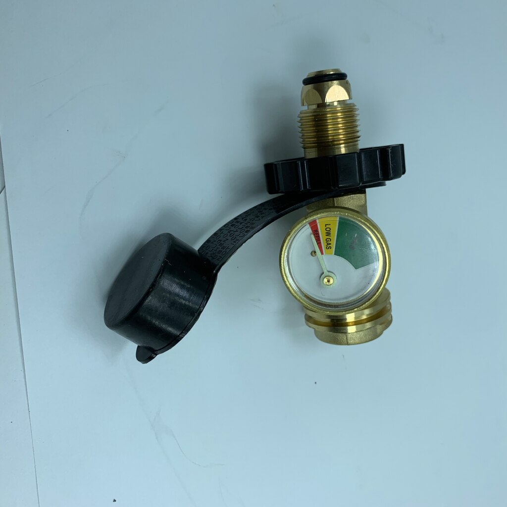 Universal Fit Propane Tank Adapter with Gauge Converts POL to QCC1 / Type 1 Propane Hose Adapter Old to Connection Type