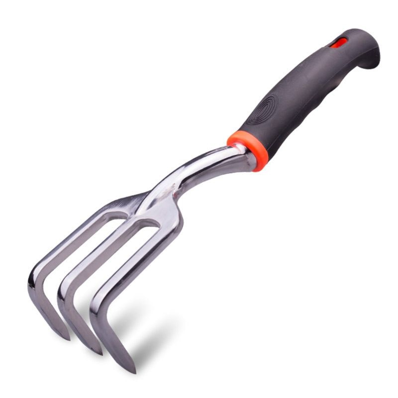 Ensemble d'outils de jardin 3 pièces truelle de greffe de main caoutchoutée et râteau à main de cultivateur