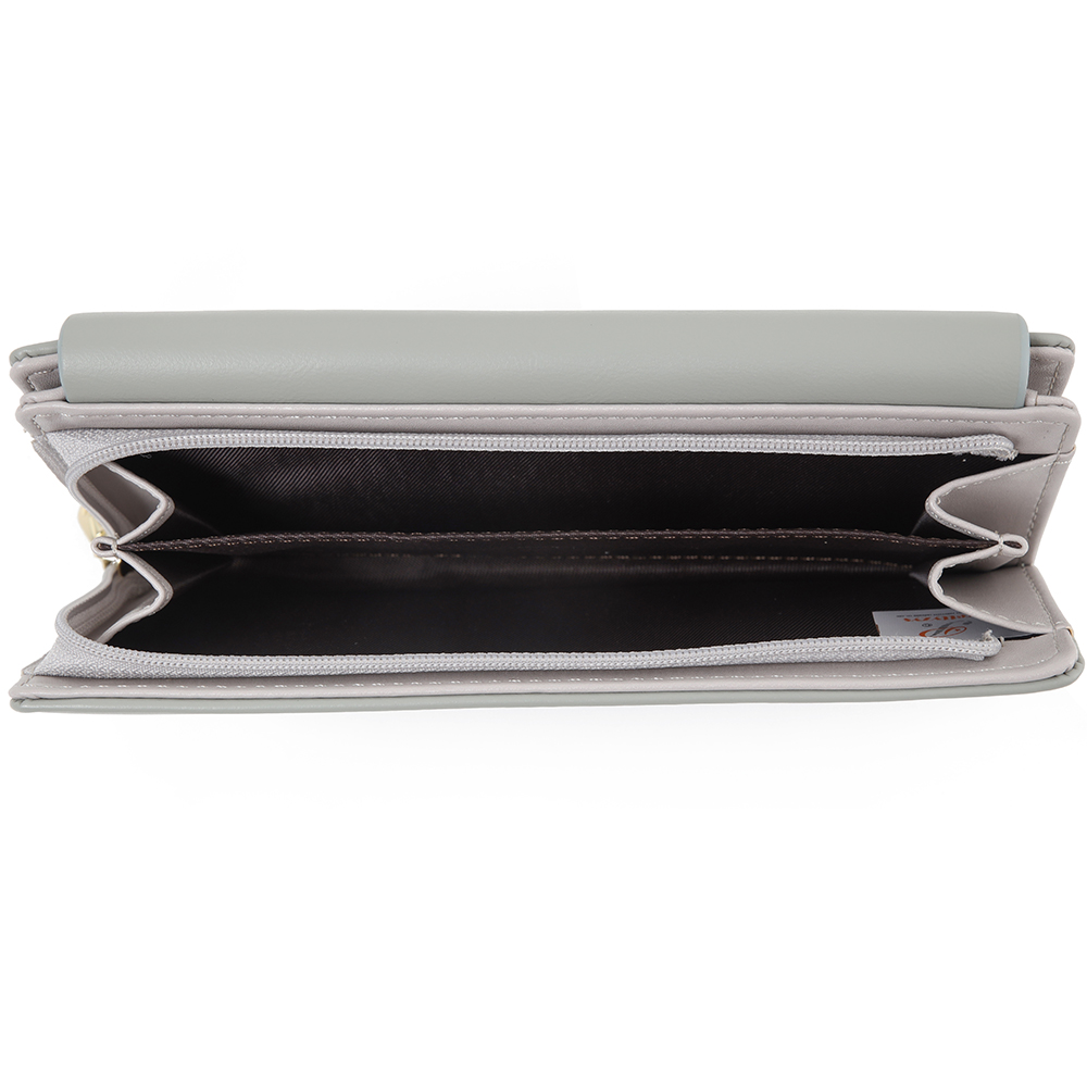 Lange damesportemonnee Koreaans PU-geprinte opvouwbare clutch met ritssluiting en gesp met meerdere kaarten, mode, alles, straat, populair, preppy stude