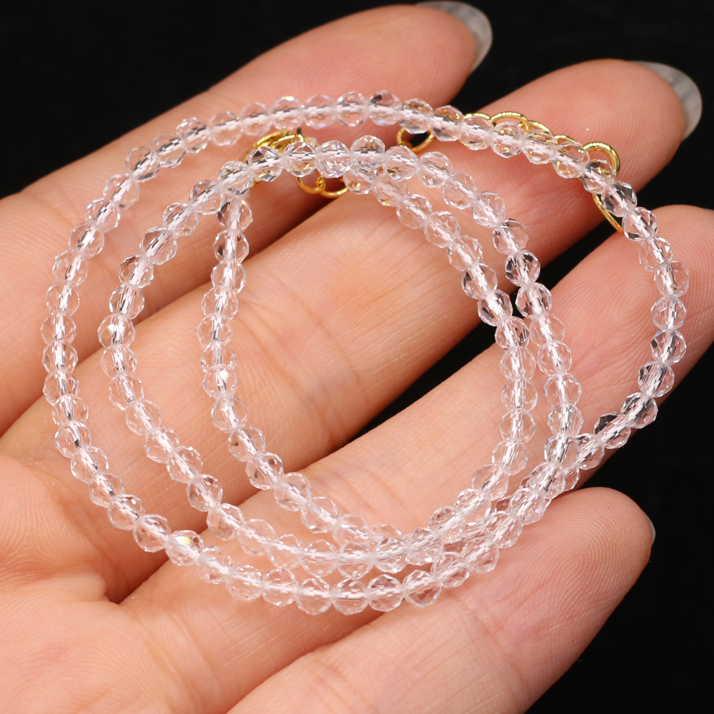 Collar de espinela natural para hombres y mujeres, collar de cuentas de piedra pequeñas de 3mm, accesorios de joyería, el mejor , longitud 38 + 5cm,: Cobalto violeta