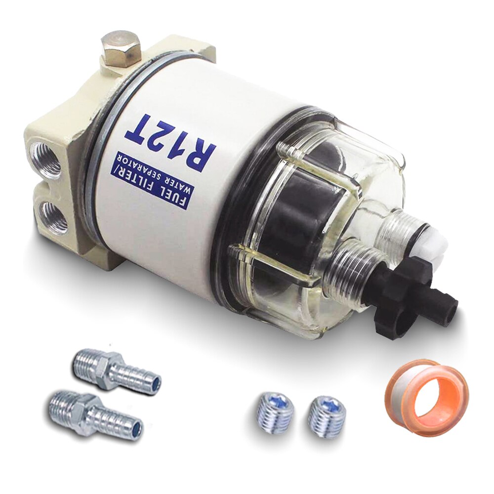 R12T Brandstoffilter Waterafscheider Complete Kit - Marine SPIN-ON R12T Filter Vervangt S3240 120AT NPT ZG1/4-19 Fit 3/8 Inch NPT Ou: Default Title