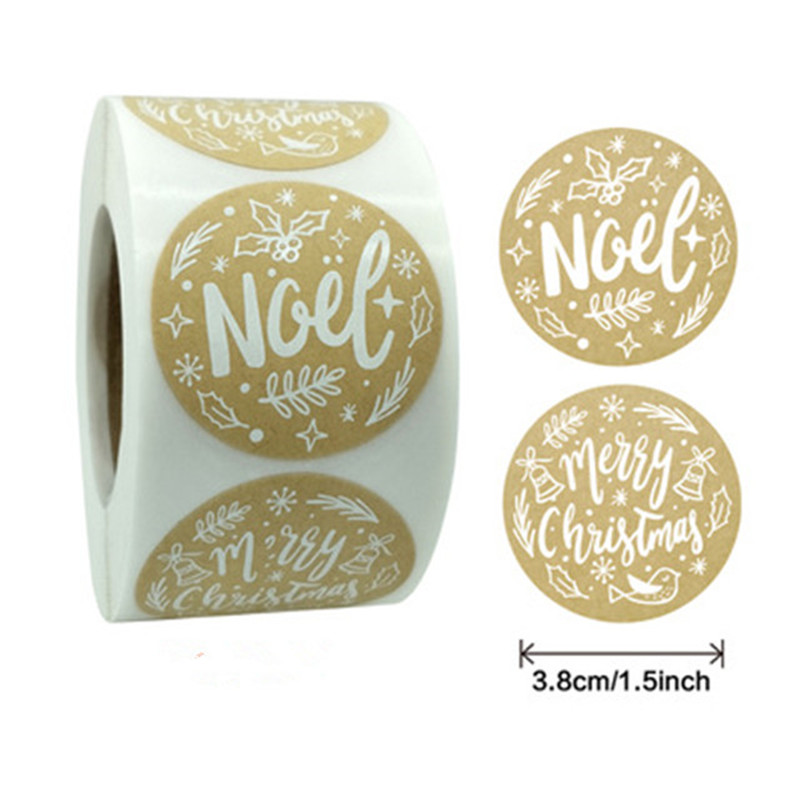 Weihnachten Box 100/500Pcs Runde Etiketten Weihnachten Aufkleber Candy Tasche Blume Box Kuchen Boxen Verpackung Neue jahr Aufkleber: J-L-500pc NPi Shdjie