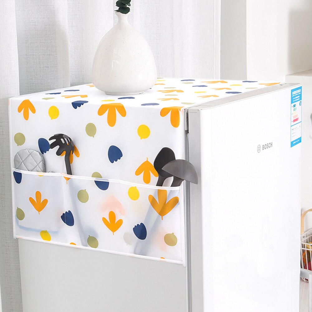 Husholdnings slidbestandigt køleskabsdæksel, multifunktionel hængende vaskemaskine opbevaringspose top: Sommer stil