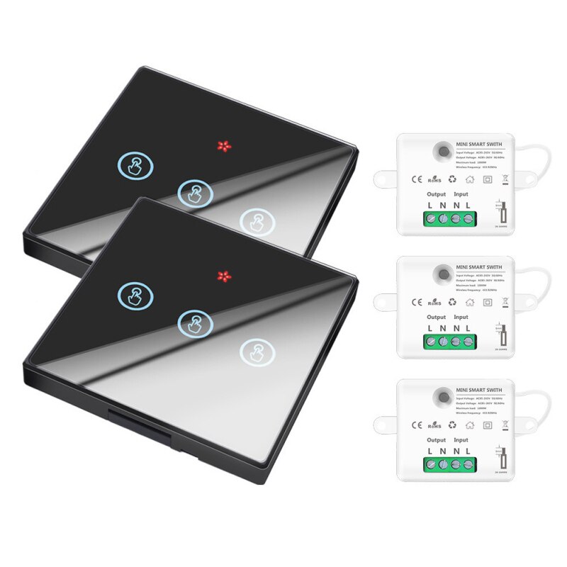 433MHZ Wireless Touch Switch 1/2/3 Gang Wall Touch Light Switch Smart Controller Module Set Switch Controller In Stock: 06