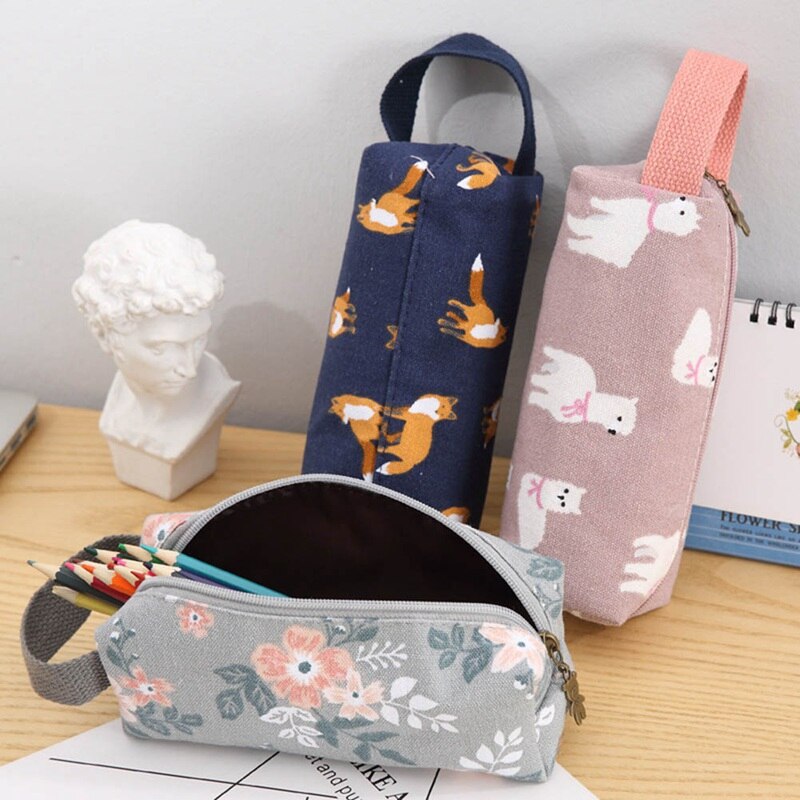 Nieuwigheid wasbeer alpaca vos canvas etui schrijfwaren kinderen grote capaciteit etui jongens meisjes etui schoolbenodigdheden
