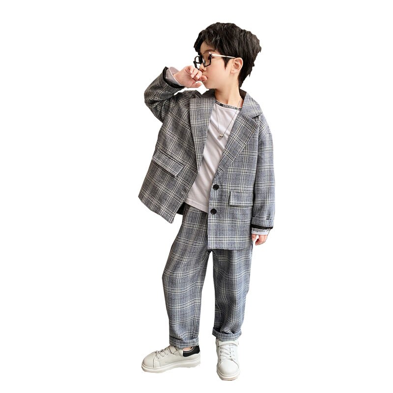 Tiener Jongens Kleding Set Lente 2022 Plaid Blazer Pak Voor Jongens Jassen Broek School Kids Kleding Kinderen Outfits 10 12 jaar