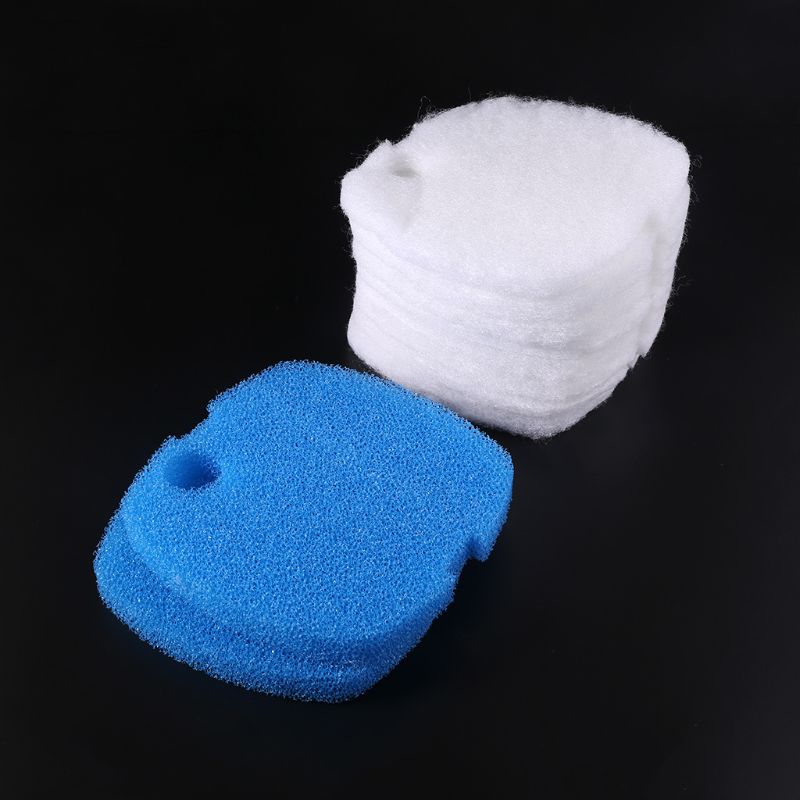 10 stuks aquariumfilterpads voor sunsun hw -302/505a canisterfiltercassette wit + blauwe sponsfilterpads