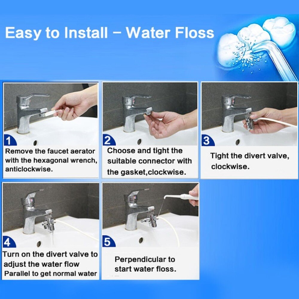Grifo irrigador Oral portátil, higiene Dental, chorro de agua, grifo de conexión, dispositivo de flotación Dental para el cuidado de los dientes en el hogar