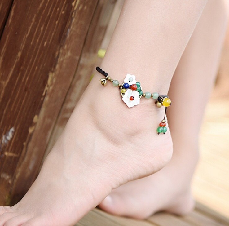 14 Entwürfe Ethnische Schmuck Handgemachte Geflochtene Jahrgang Ethnische Fußkettchen, Neue Thailand Meatl Kupfer Charme Fuß Ketten: J