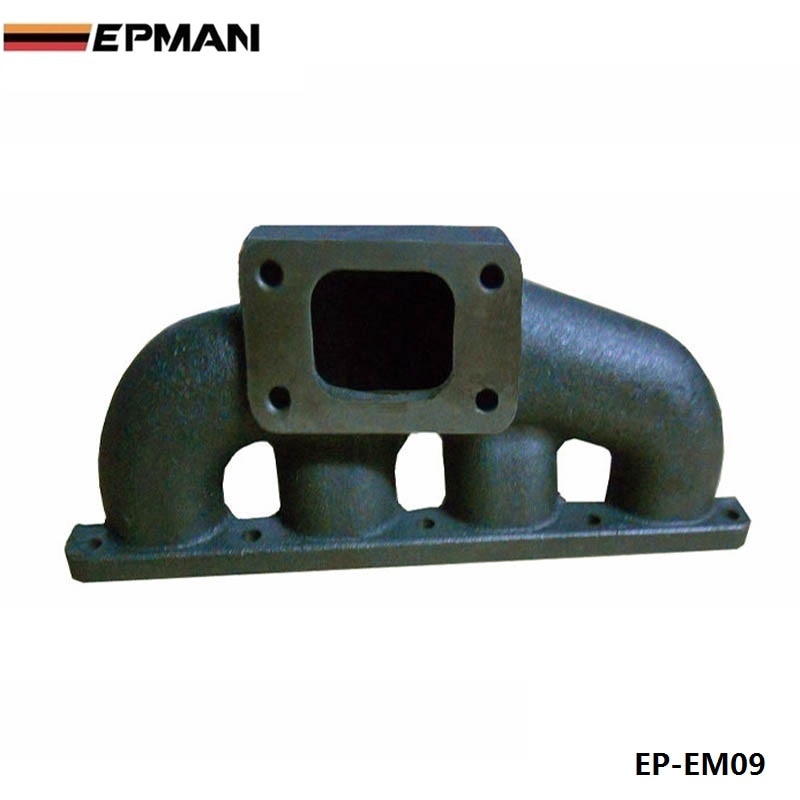 EPMAN Iron Cast Turbo Engine Exhaust Manifold Header Fit T3 / T25 Hybrid Turbochargers For Honda Civic D16Y D-SERIES EM09