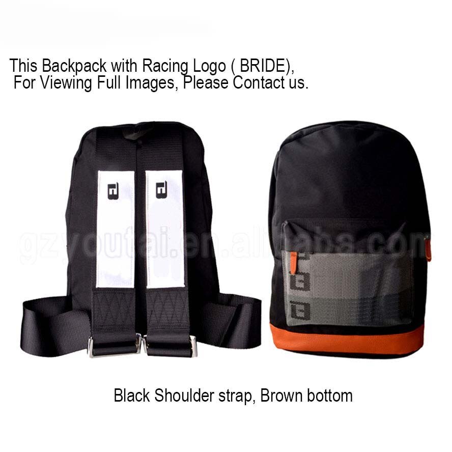 JDM Racing Style Bride Fabric Backpack Bride Seats Fabric Material Backpack Bag: BlackBRIDEEE