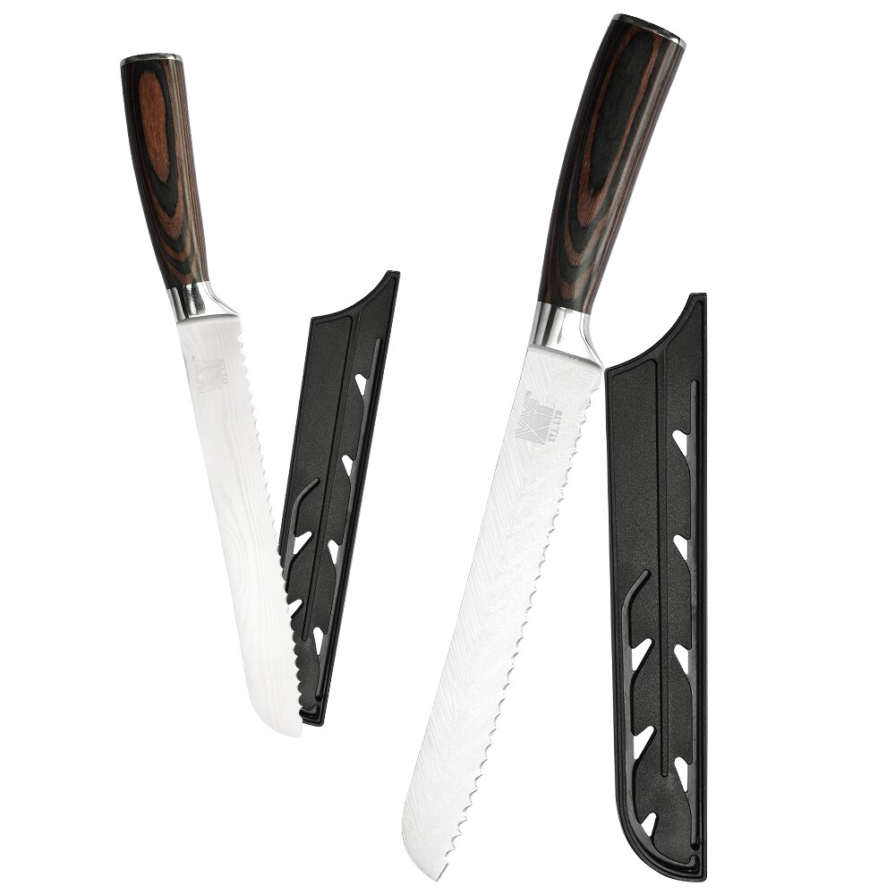 XYJ Kitchen Bread Knife 8 Inch Stainless Steel Serrated Bread Knives Sausage Sandwich Slicing Cutter For Cake Toast Dough Tool