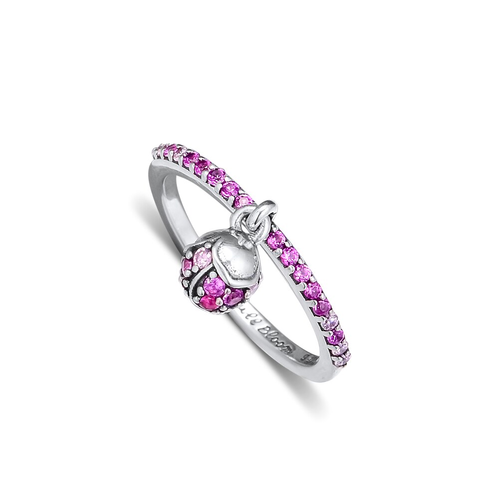 Pfirsich Blüte Blume Knospe Ring Echtem 925 Sterling Silber Ringe Für Schmuck Machen Frau DIY Weibliche Ringe Party Hochzeit
