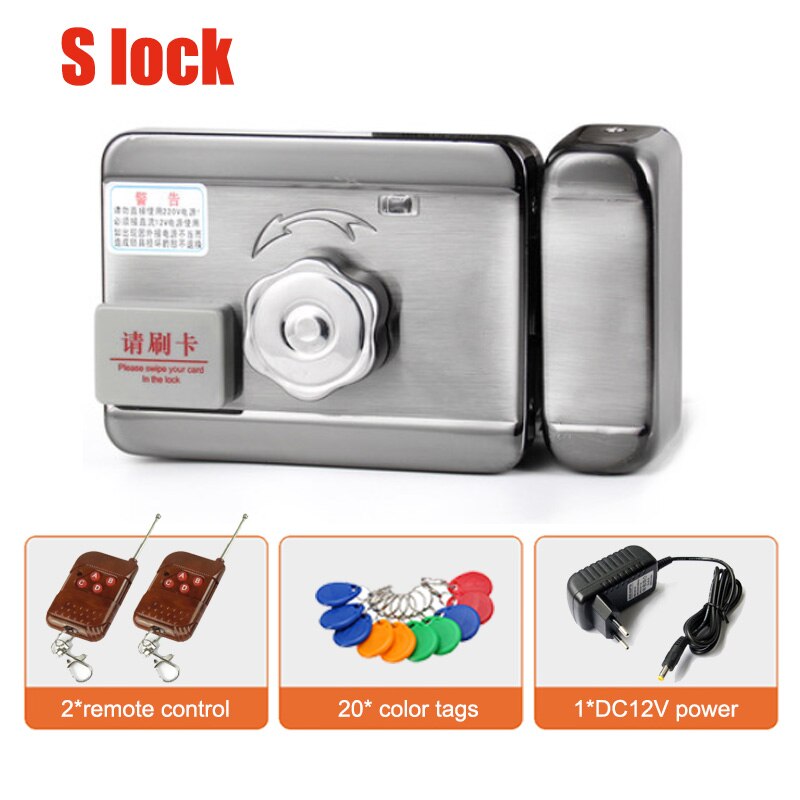 Electric Control Access Mute Lock Electric Door Lock With Remote Controller and ID Card For Doorbell Intercom Access Control: kit 13