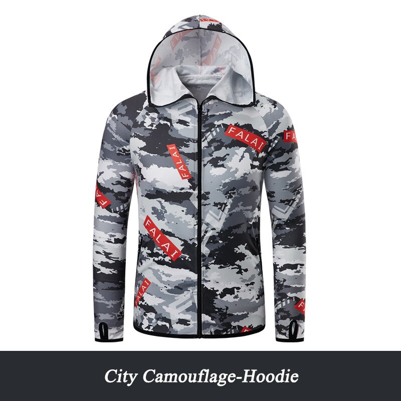 Camouflage Vissen Shirt Ademende Vissen Kleding Mannen Waterdichte Vissen Shirts Vissen Jas Sneldrogend Vissen Kleren: City -hoodie / M