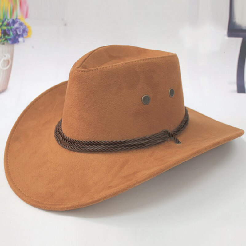 Nyligt western cowboy hat mænd ridetøj tilbehør bred brimmed knusbar krympning dod 886: Brun
