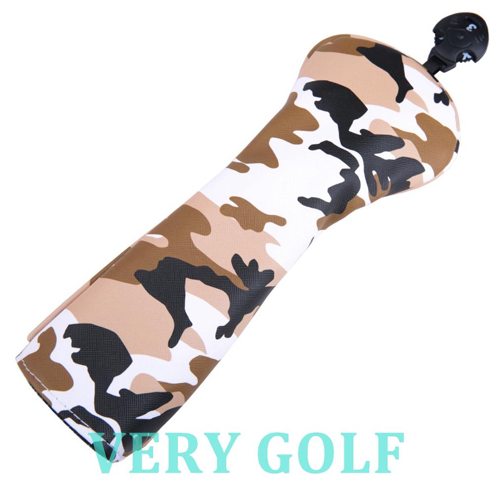 Golf Club Driver Fairway Wood Hybrid Head Cover Soft Polyester Leather with Yellow Camouflage Driver FW Hybrid Headcover