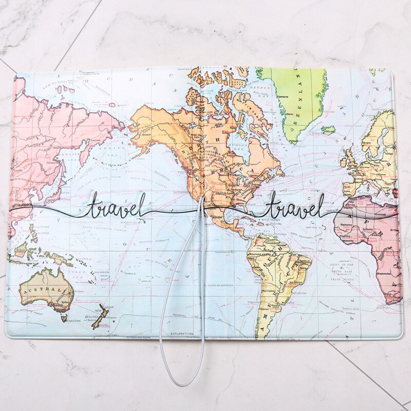 Creatieve Wereldkaart Paspoort Cover Wallet Bag Id Adres Holder Draagbare Pu Lederen Boarding Wallet Case Travel Accessoires