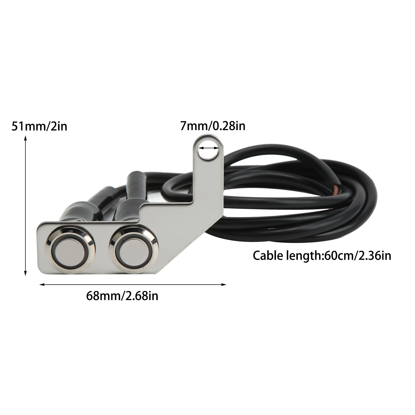 Joli de guidon de moto à LED, lumière de sauna, antibrouillard, bouton de commutation marche et arrêt, support rapide, acier inoxydable pour vélo électrique, bleu