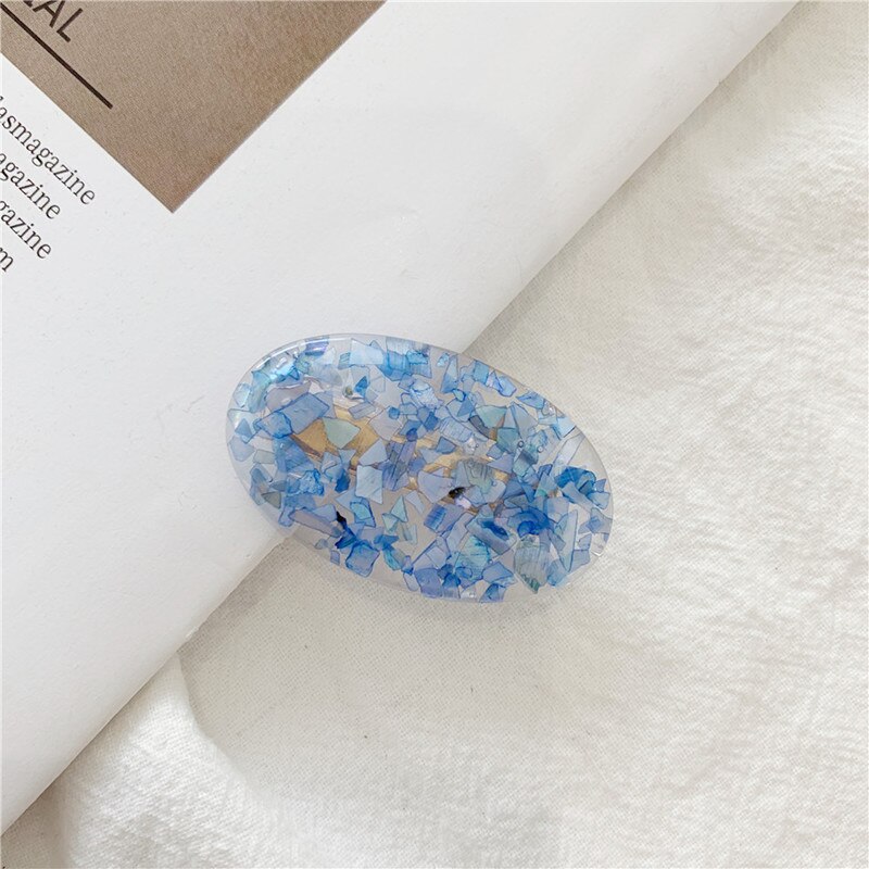 Woman's Crystal Hair Rectangular Hairpin Acrylic Pin Metal Alloy Hairband Moon Circle Hairpin Girl Holder Accessories: 12