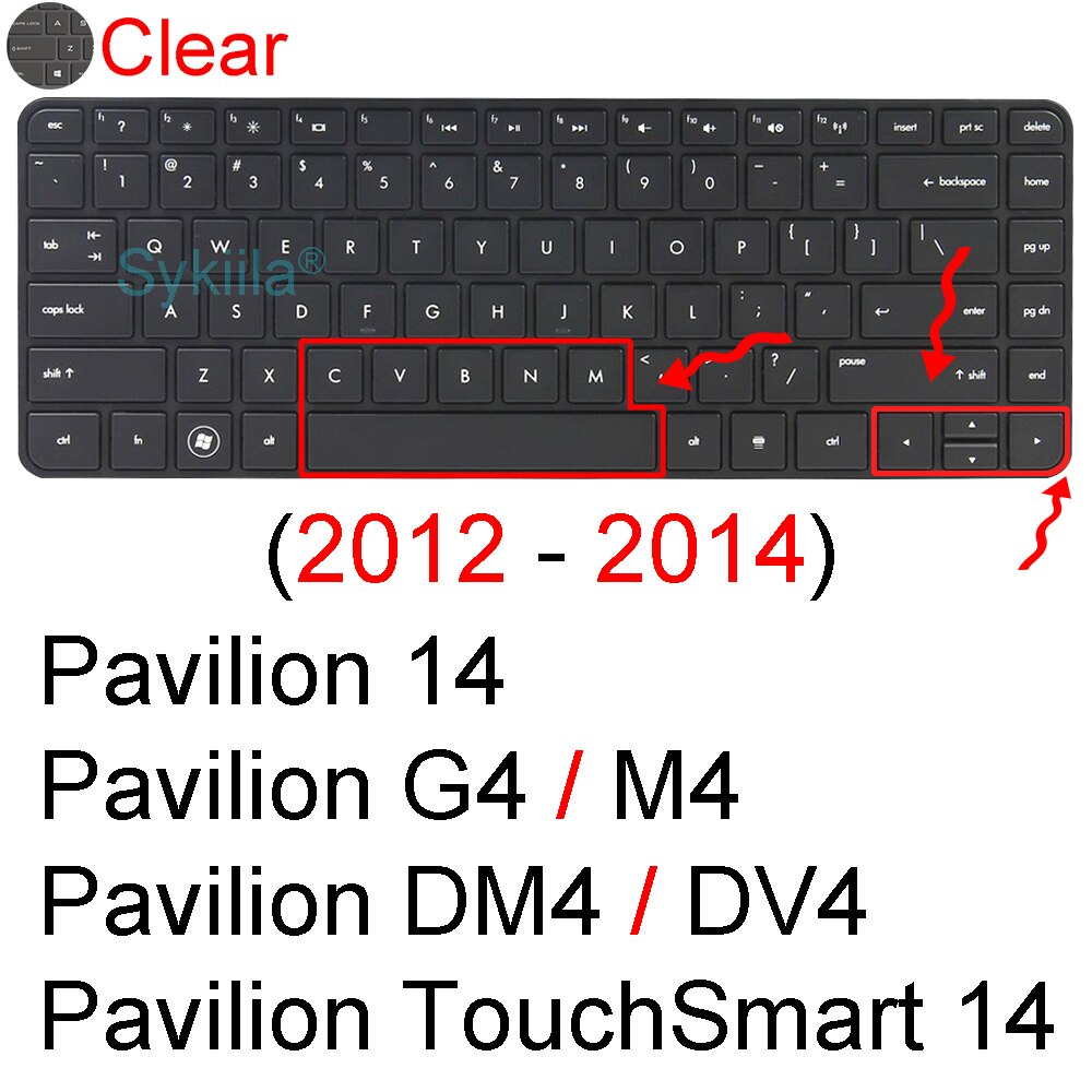 Keyboard Cover for HP Pavilion 14 X360 14t Touch 14t-dv 14t-dw 14t-dy 14-BA 14-BF 14-AB Silicone Protector Skin Case Accessories: Clear 2012-2014