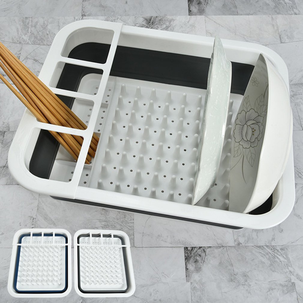 Foldable Collapsible Washing Up Bowl Dish Drainer Draining Folding Water Reusable Camping Kitchen Useful Tools