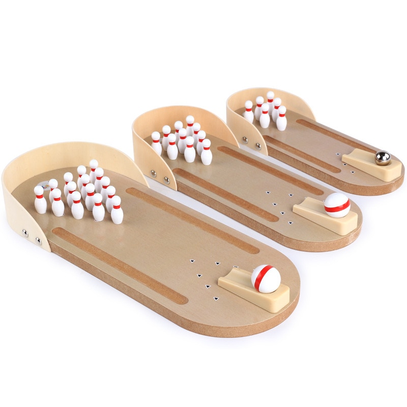 1pc Holz Mini Tisch Bowling Basketball Spielzeug setzt Eltern Art Erwachsene Dekompression Innen Bord Spiel Für freundlicher Erwachsene Lustige