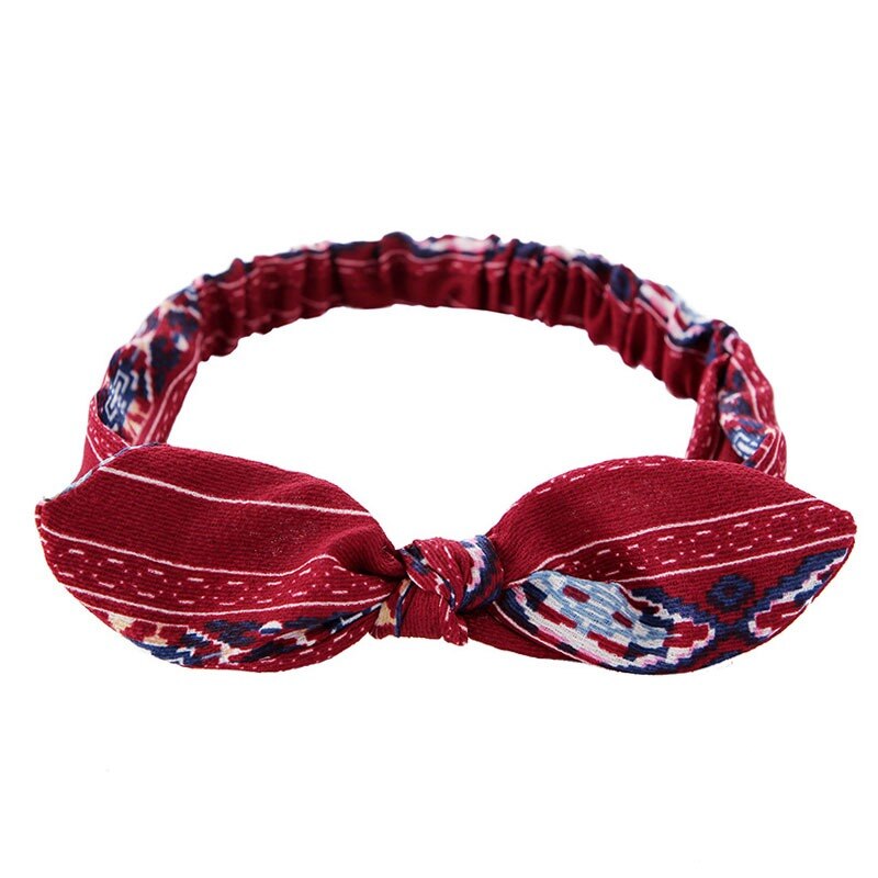 Bohemian Girls Hairband Hair Accessories Print Headbands Vintage Women Headband Cross Top Knot Elastic Hairband Soft Bandanas: Color-4