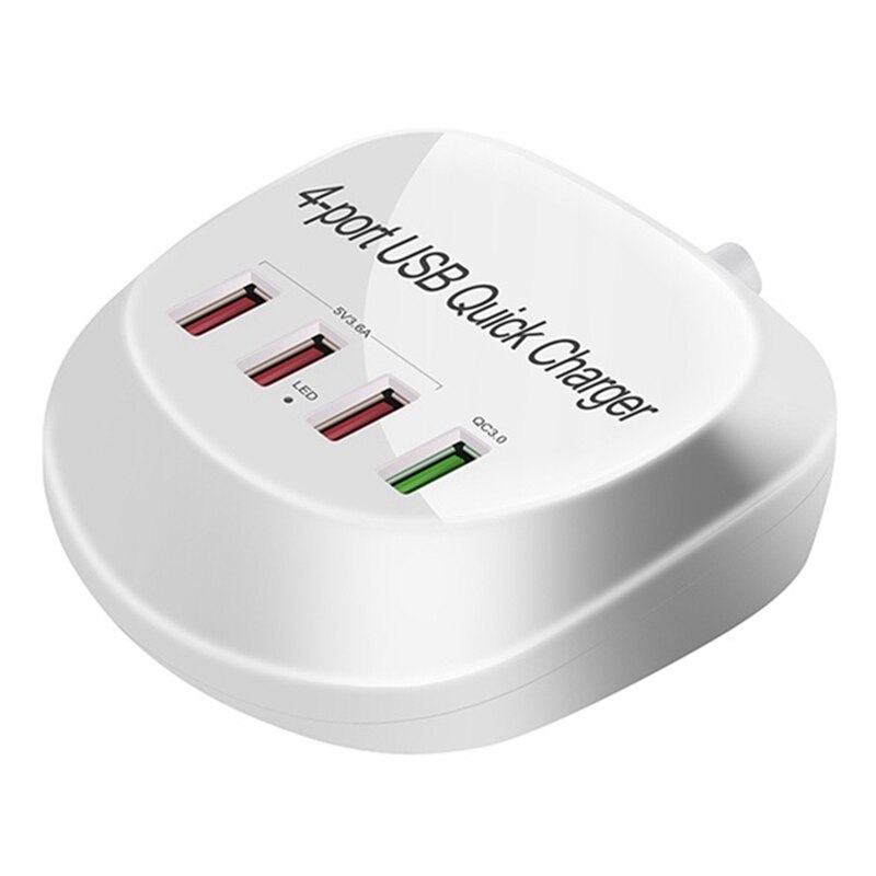 USB Ladegerät Hub Mit Schnell Ladung 4 USB Hafen Tragbare Schnelle Telefon Ladestation Für Heimat Sekretariat Schreibtisch Reise UNS stecker: Ursprünglich Titel