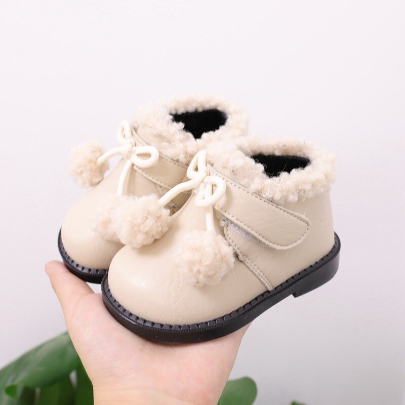 Winter Baby Mädchen Stiefel 1-2 Jahre alt freundlicher Schuhe Kleinkind Mädchen Baumwolle gepolsterte Schuhe Vlies Stiefel: Beige / 19