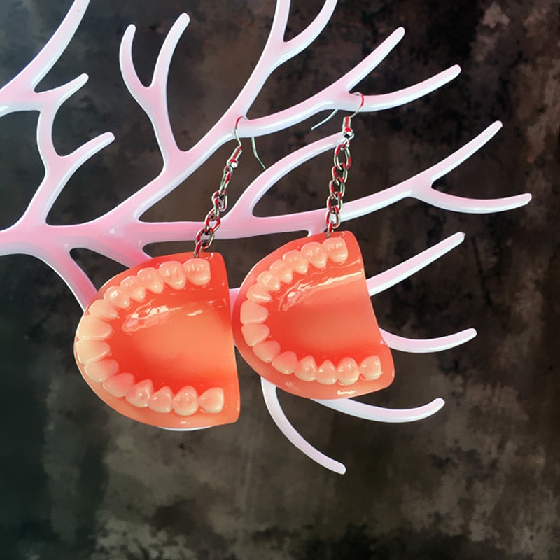 Funny Cool Punk Exaggerated False Tooth Earrings for Women Trendy Individualized Dangle Earrings Jewelry Female