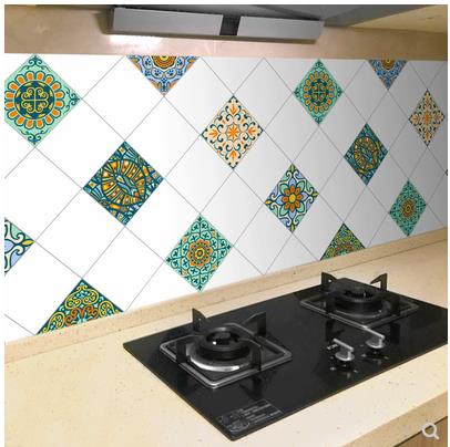 Self-adhesive kitchen oil-proof stickers high temperature resistant waterproof tile wall stickers wallpaper cabinet stickers