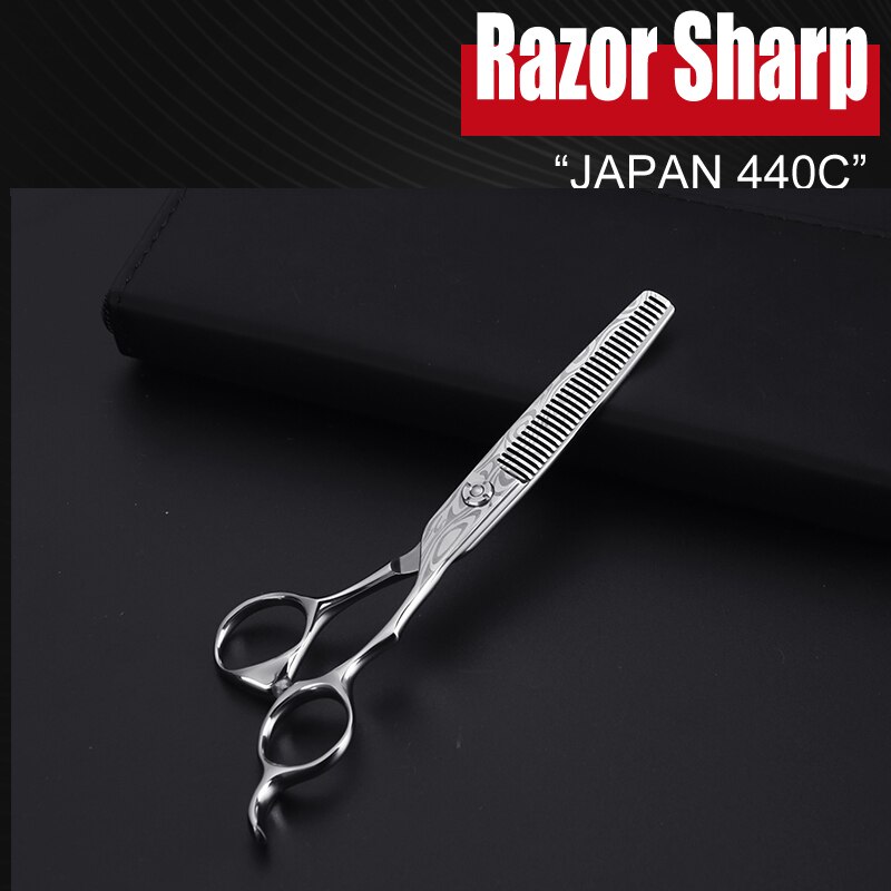 5.5 &amp; 6.0 Inch Japan 440C Kapper Schaar Shop Gereedschap Kappers Schaar Professiona Hair Schaar Snijden Dunner Salon Shears: 6.0 Inch Thinning 03