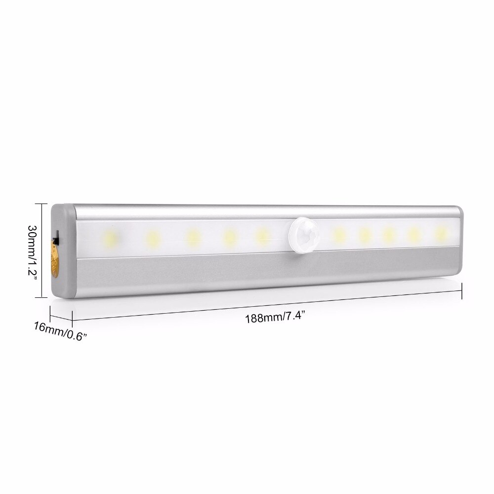Lightinbox 10LED Usb Nachtlampje Voor Pathway Trap Muur Koelkast Ir Motion Sensor Led Wandlamp Warm/Koel Wit