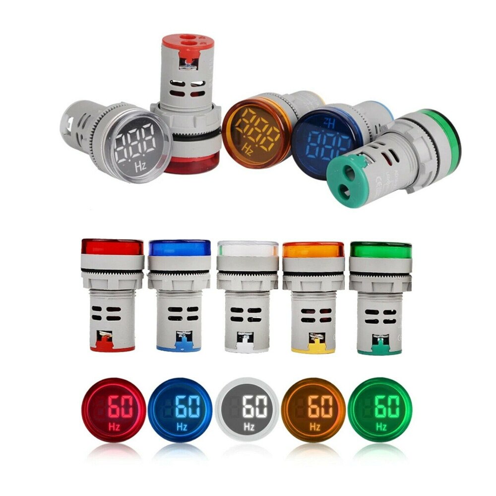 Rund 22mm måleområde 0-99 hz digitalt display el hertz meter frekvensmåler indikator signal lys combo tester
