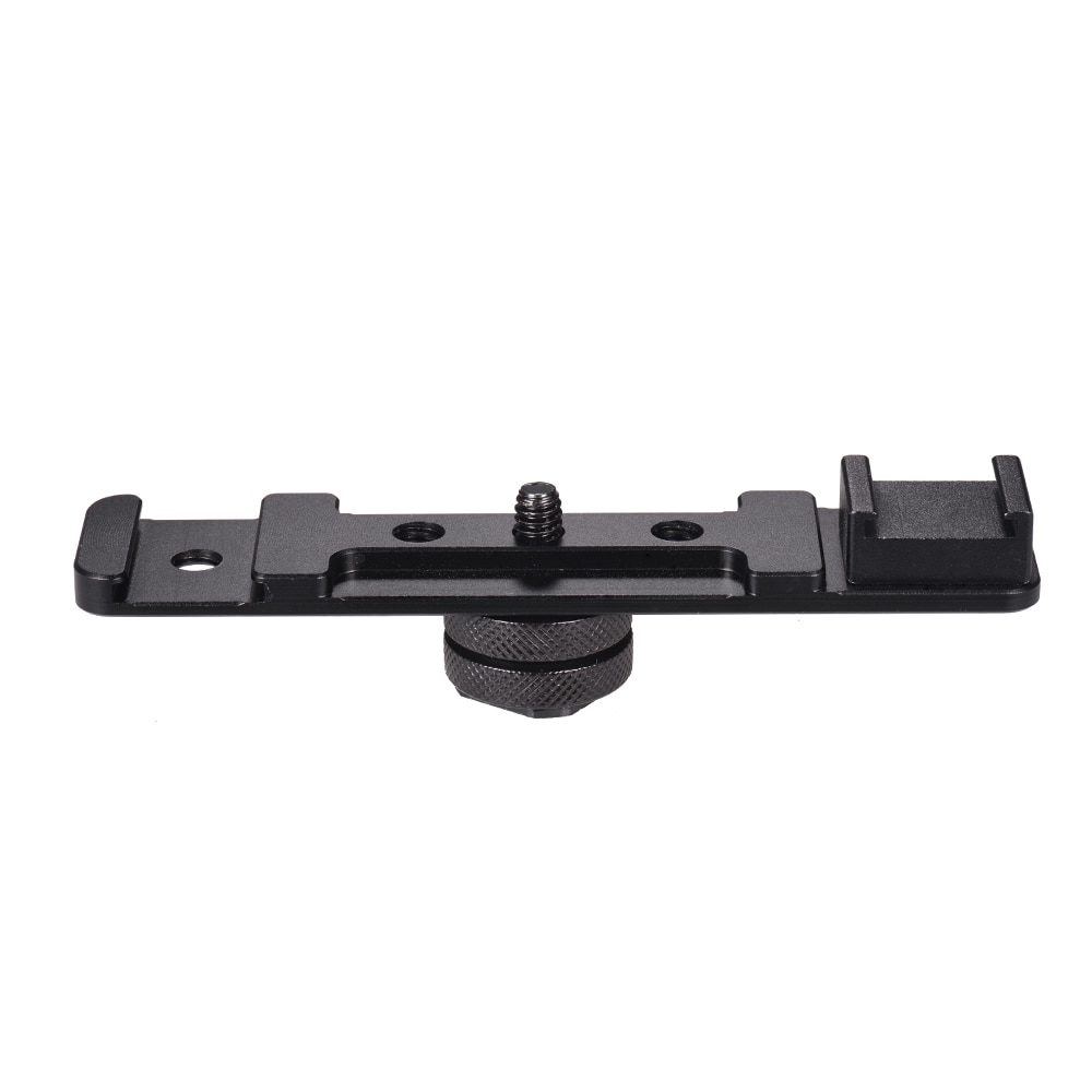 1/4 "parafuso monta dupla sapata quente barra de extensão suporte suporte flash suporte adaptador para flash speedlite led luz vídeo mic