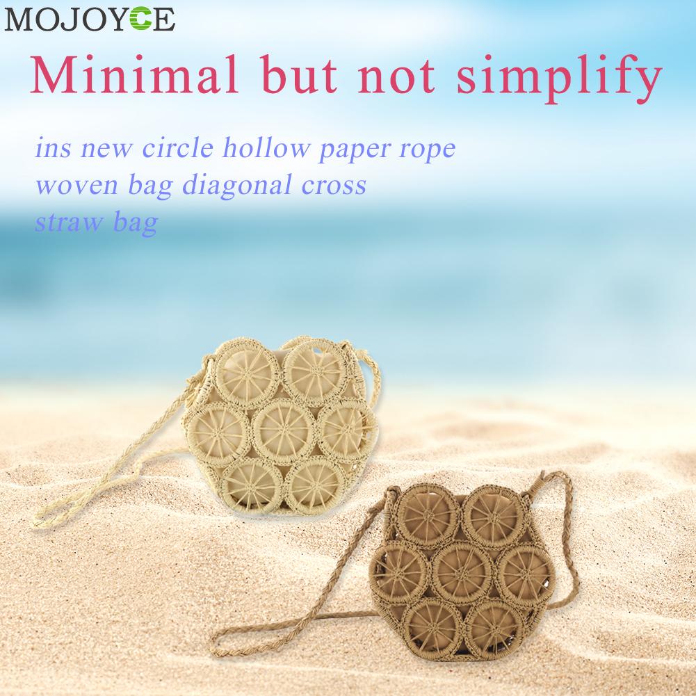 Casual Rattan Shoulder Messenger Bags Straw Handbags Big Capacity Handmae Summer Totes Lady Round Bohemian Beach Travel Purse