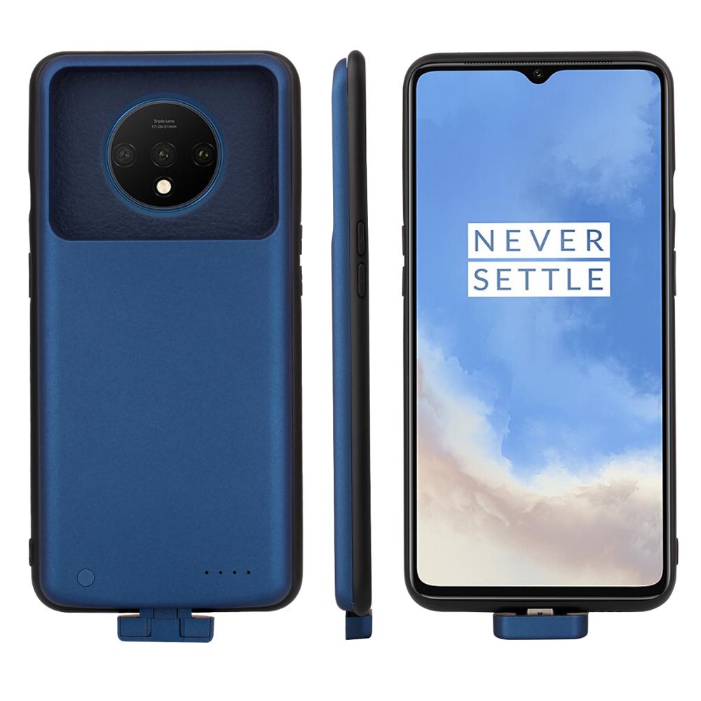 Draagbare Batterij Oplader Case Voor Oneplus 7T Power Case 7000Mah Power Bank Opladen Cover Voor Een Plus 7T Externe Batterij Case: Blue