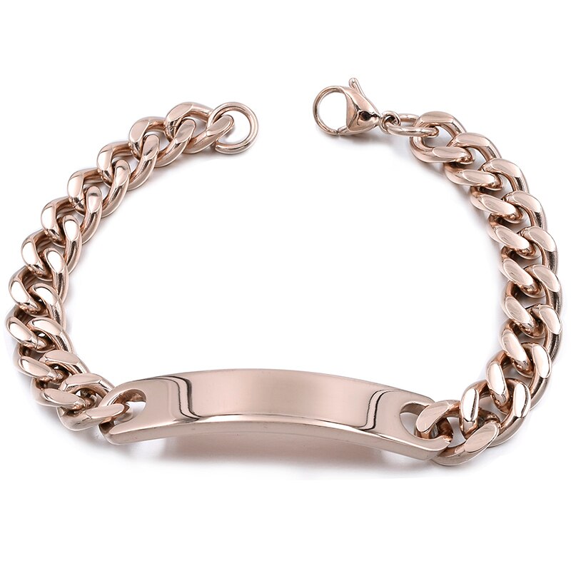 ATGO ID Bracelet 316L Stainless Steel Best Friends Men Retail Punk Rock Hip Hop BB001: Rose Gold