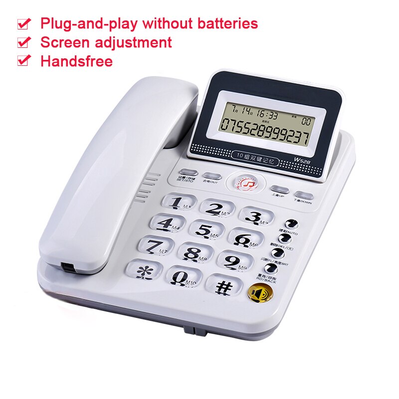 W528 Office Sitting Outside Line Transfer Fixed Telephone Home Wired Landline Free Battery Caller ID Storage Stand-alone