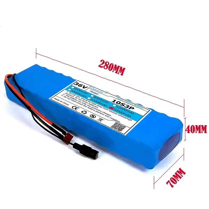 36V 10S3P 30Ah 1000W Lithium Battery Pack with BMS, High-Capacity 18650 Rechargeable Battery for E-Bike/Scooter/Electric Vehicle