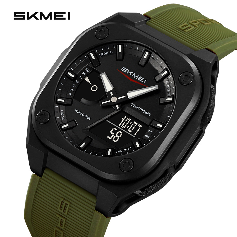 SKMEI 2328 reloj digital Reloj de pulsera deportivo de para hombre Cuenta regresiva Tiempo de ahorro de luz diurna con 5 relojes de despertador a prueba de agua