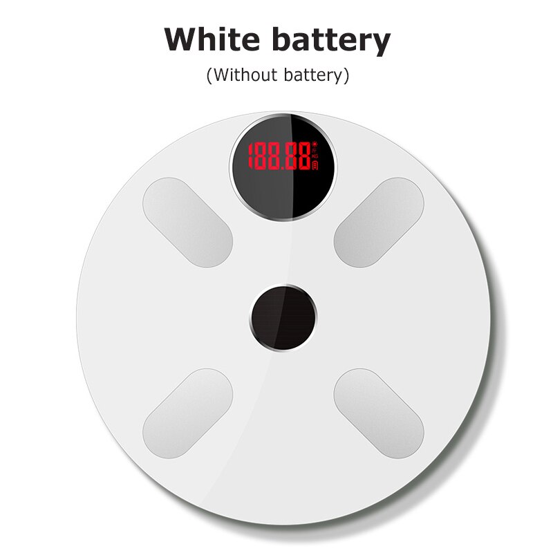 Bluetooth Scales Floor Body Weight Bathroom Scale Smart LED Display Digital Scale Body Weight Body Fat Water Muscle Mass BMI: White